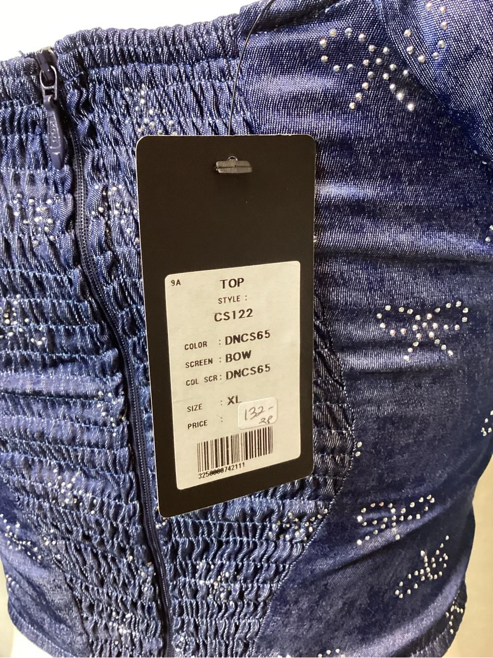 NWT FBZ Puff-Sleeve Denim/ Chambray Top- Tween; Size: XL